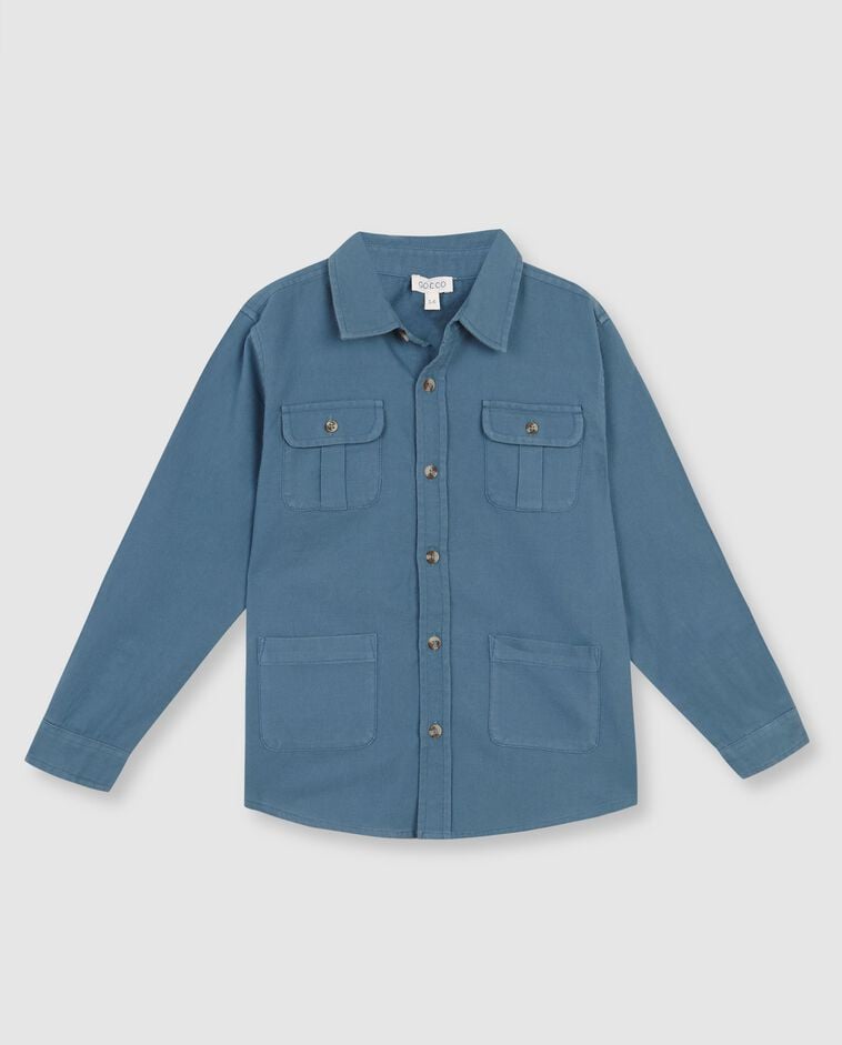 Chemise &agrave; carreaux &agrave; poches bleue