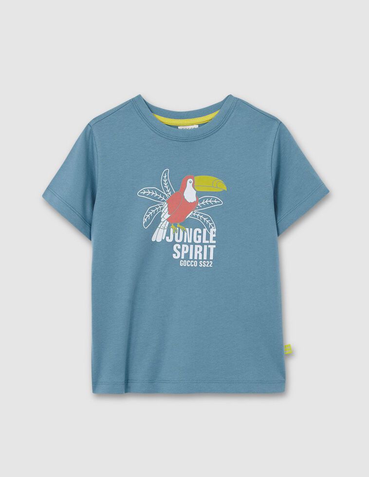 T-shirt com estampado de tucanos  verde  