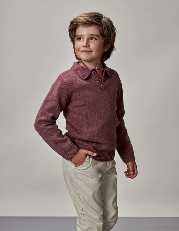 Maglione Con Abbottonatura Melanzana