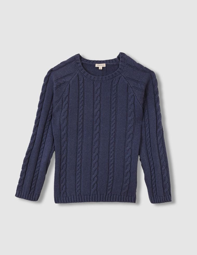 Pull à huit en laine bleue