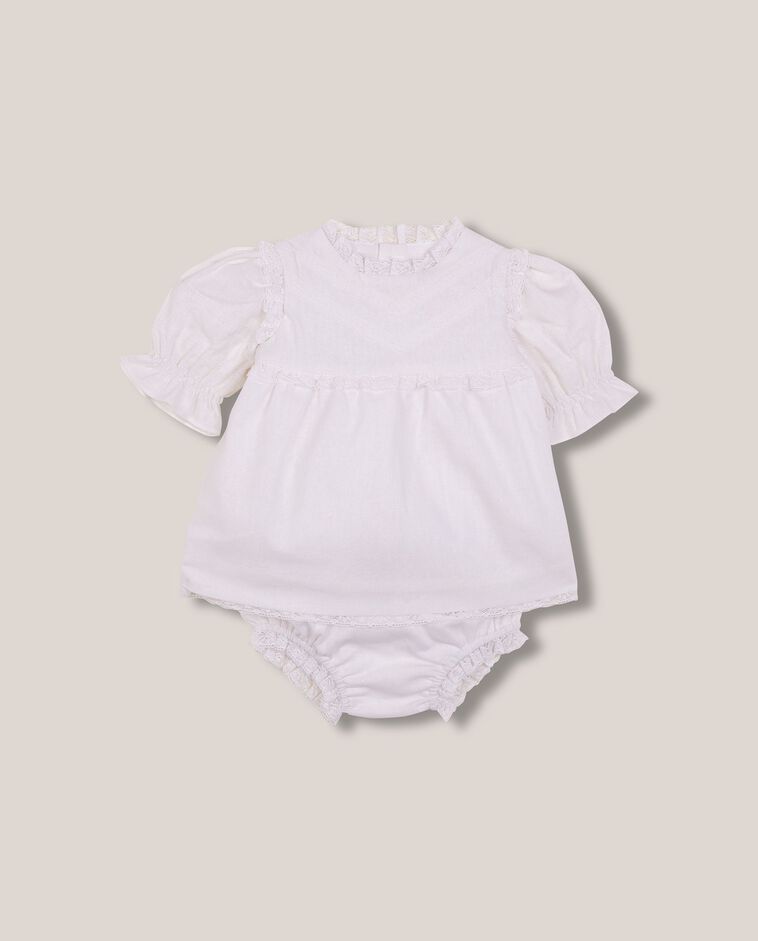 Vestito in lino con pizzo bianco