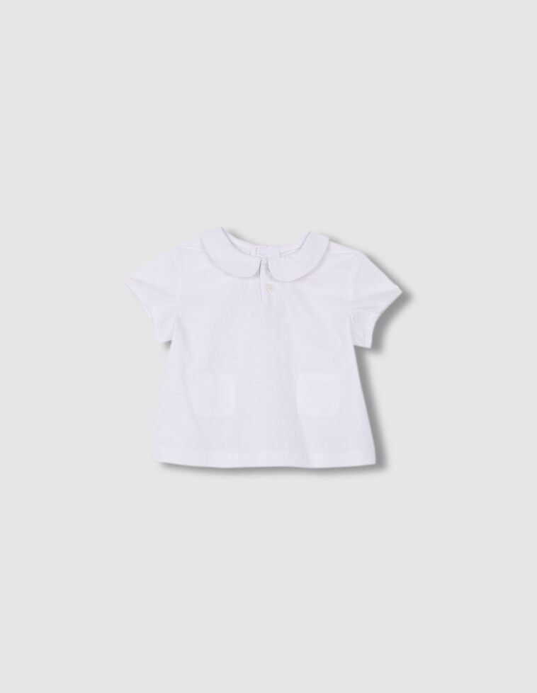 Blusa de manga curta com bolsos  branca 