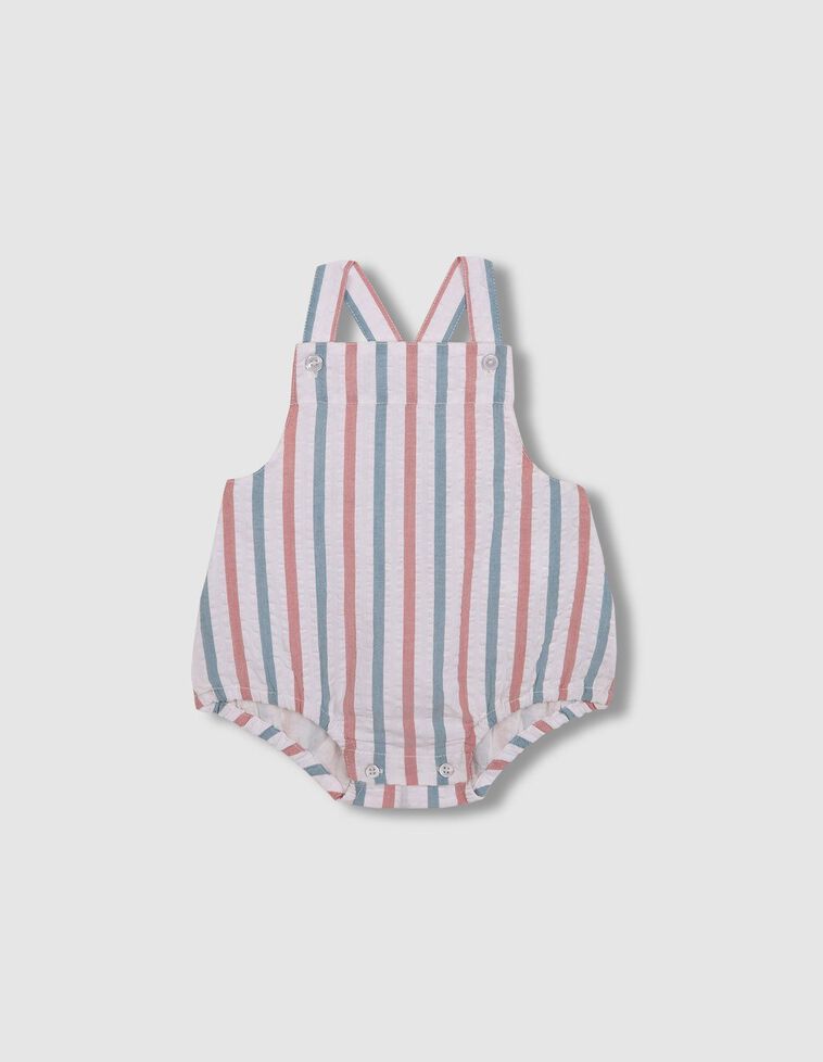 Babygrow sem pernas de riscas de alças azul claro