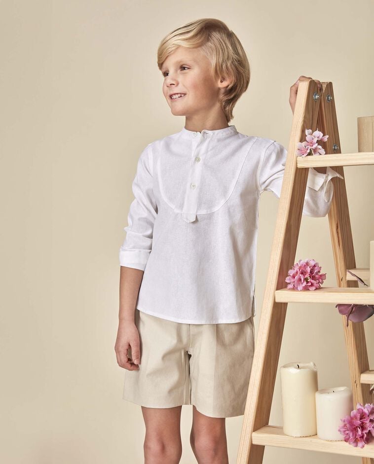 Chemise en lin col tunisien blanche