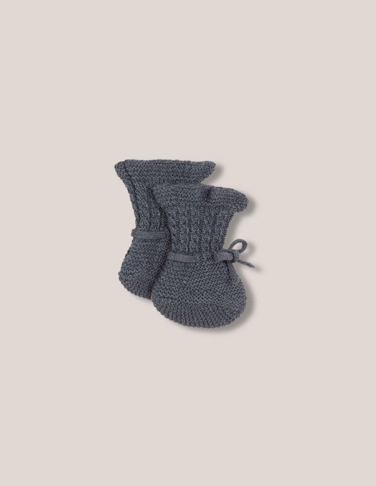 Chaussons hauts en tricot avec laine vert pétrole