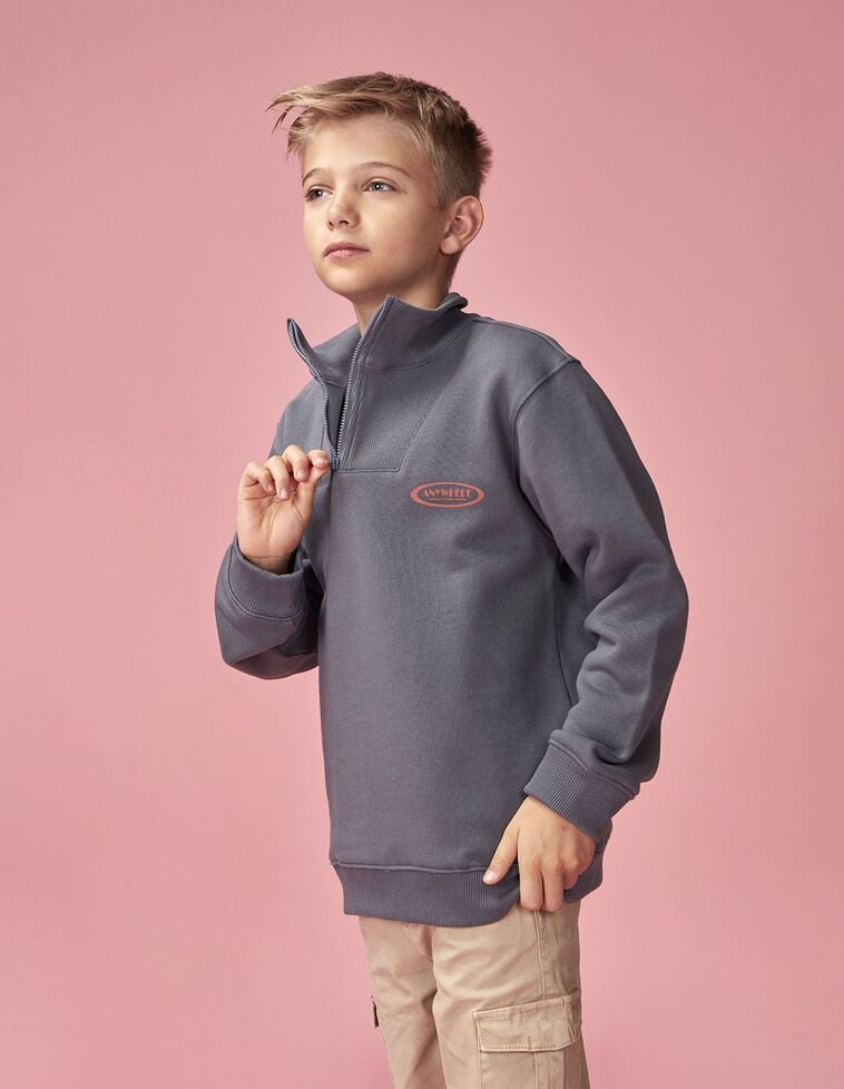 Sweat demi-zip bleu clair