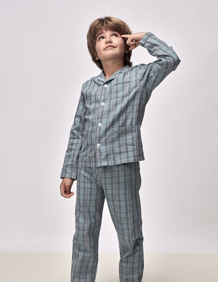 Pyjama Carreaux Corail Fonc&eacute;