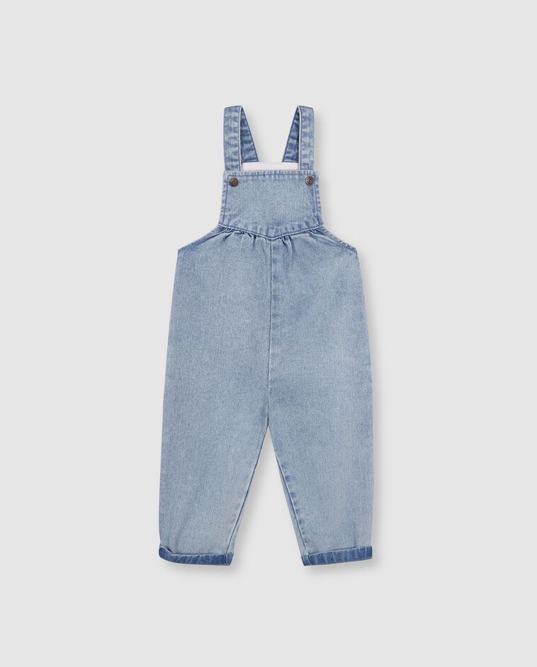 Jardineiras compridas denim azul claro beb&eacute;