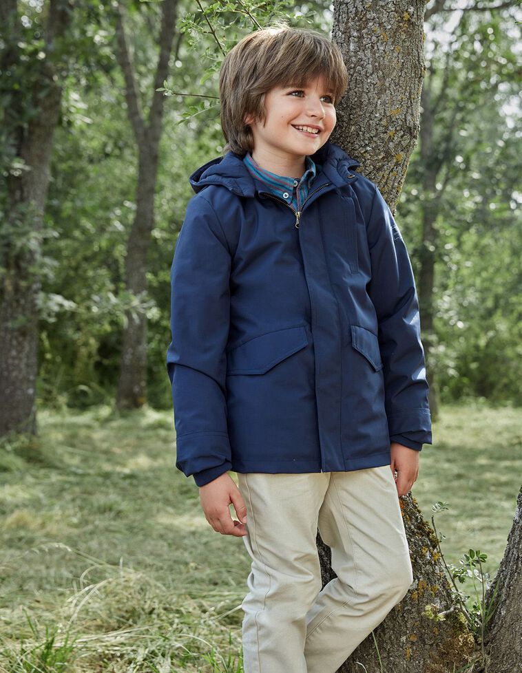 Cappotto Tecnico Cappuccio Blu Marino