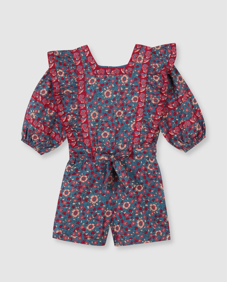 Combinaison imprim&eacute;e avec passepoils contrast&eacute;s bleus