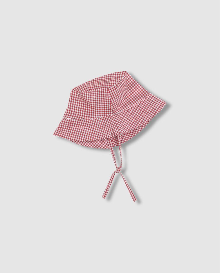 Chapeau &agrave; carreaux corail