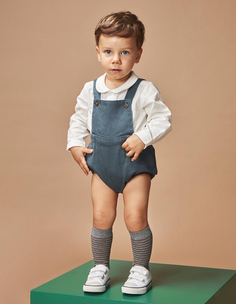 Salopette corta a sbuffo blu