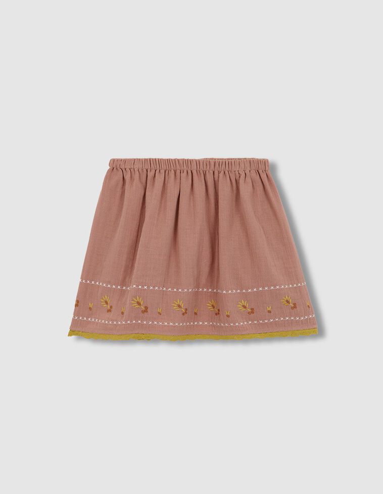 Gonna in chiffon con ricami arancione