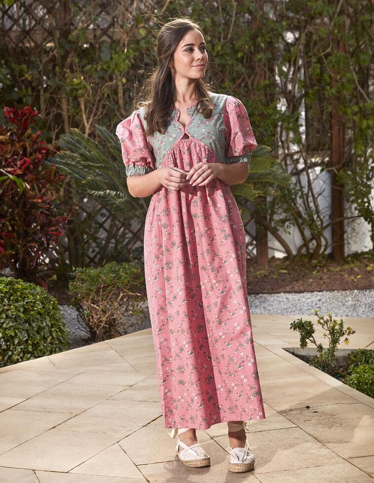 Robe mère imprimé fleurs roses