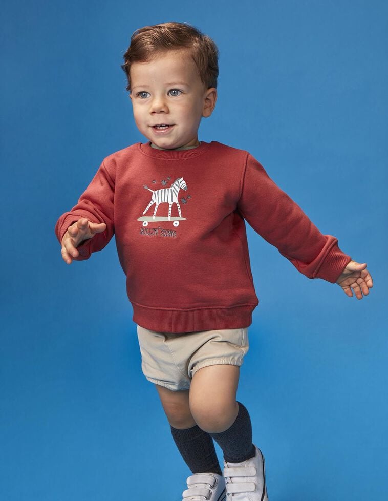 Sweat-shirt imprimé zèbre marron