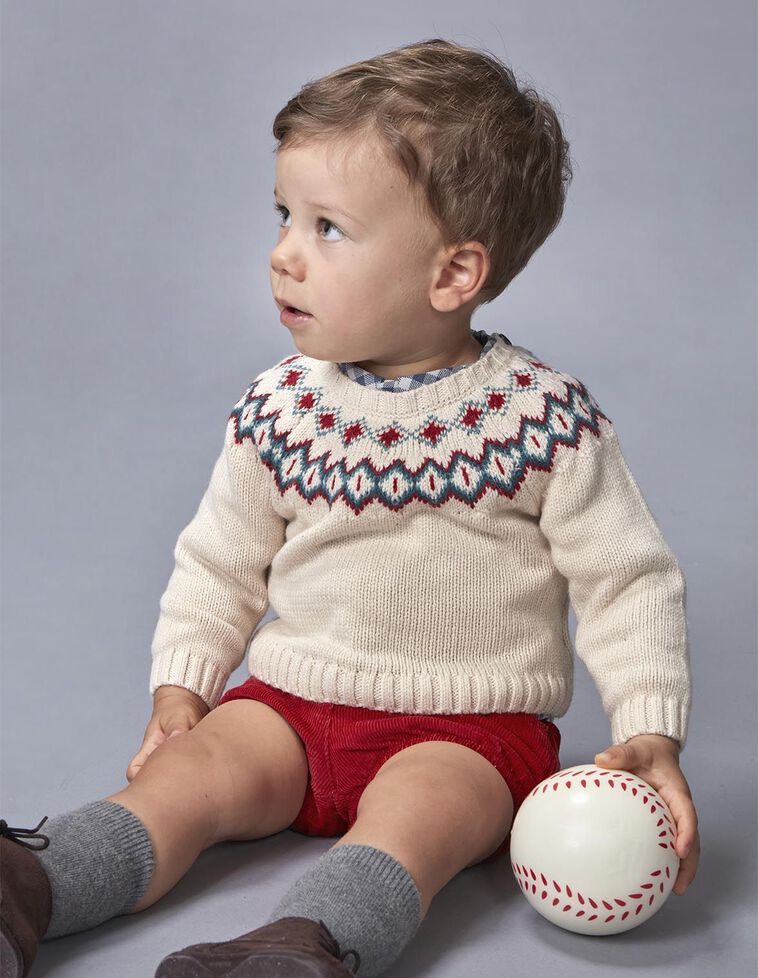 Pull en laine et motif grec pierre