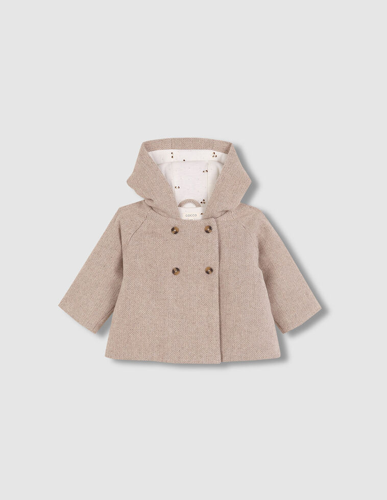 Manteau à capuche en chevrons marron clair