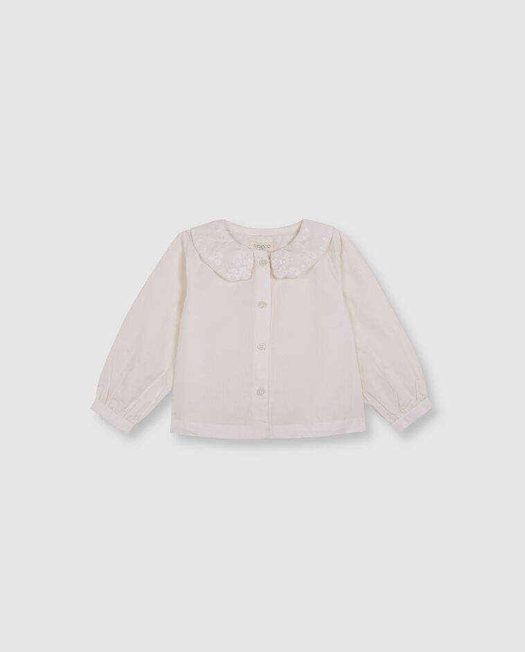 Blusa branca com gola bordada beb&eacute;