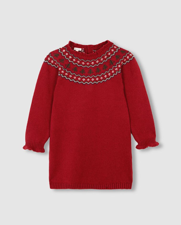 Vestido vermelho de Natal com greca menina