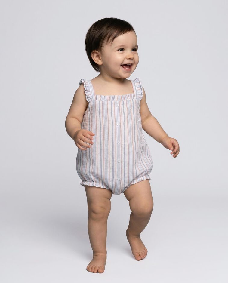 Pyjama imprim&eacute; &agrave; rayures blanc