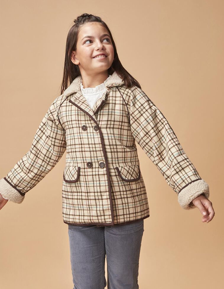 Cappotto doppiopetto con montone marrone chiaro