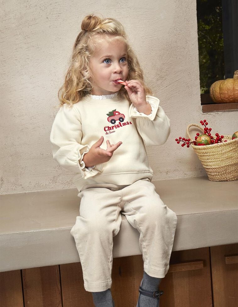 Felpa edizione natalizia color pietra