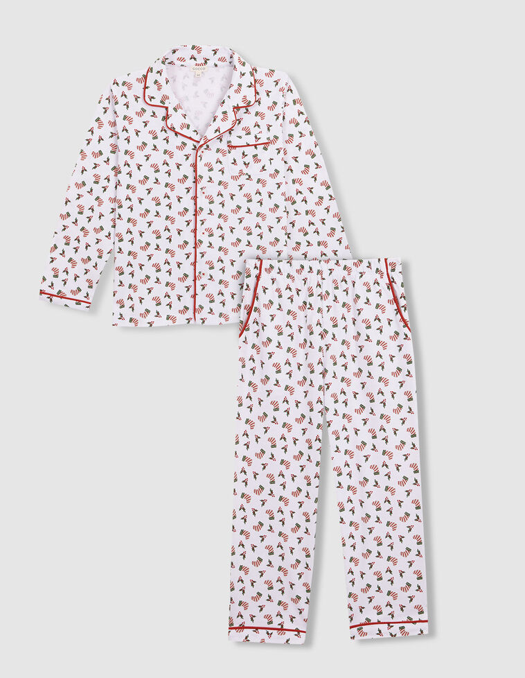 Pyjama de Noël avec bordure contrastée blanche