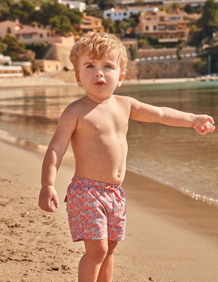 Costume da bagno con stampa indiana color corallo 