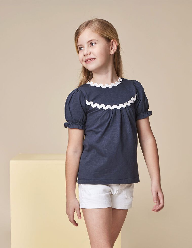 T-shirt avec détail vague contrasté bleu