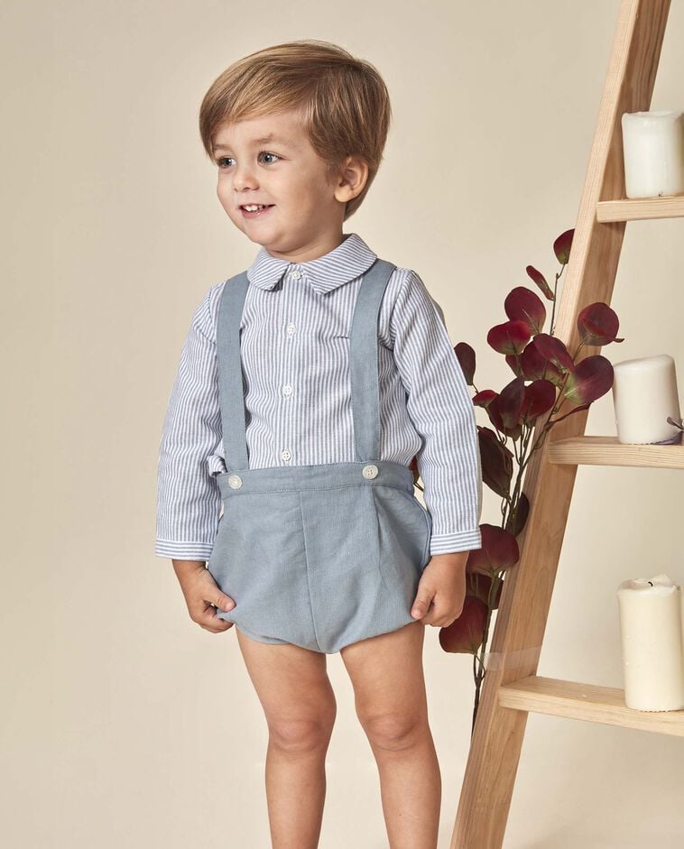 Chemise en lin &agrave; rayures grises