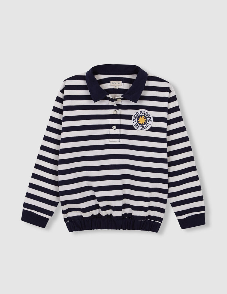 Polo rayé avec patch blanc