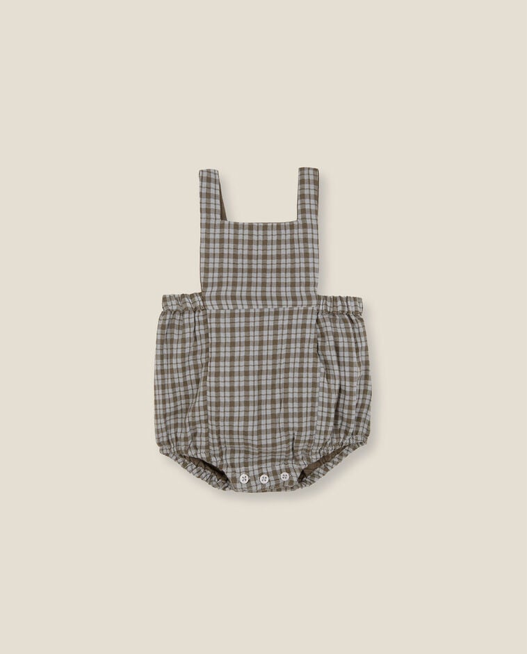 Barboteuse grise &agrave; carreaux nouveau-n&eacute;