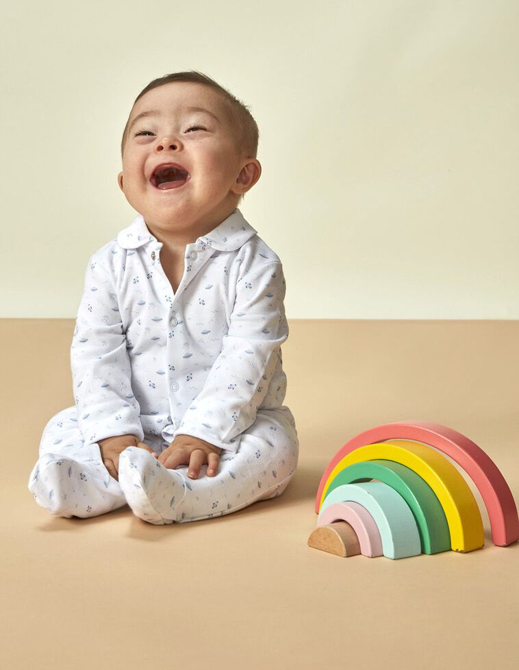 Pijama Comprido Malha Estampado  Branco Ótico