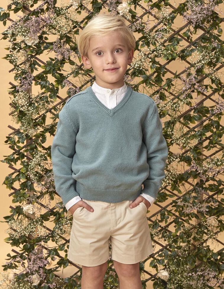 Maglia con scollo a V verdi turchese