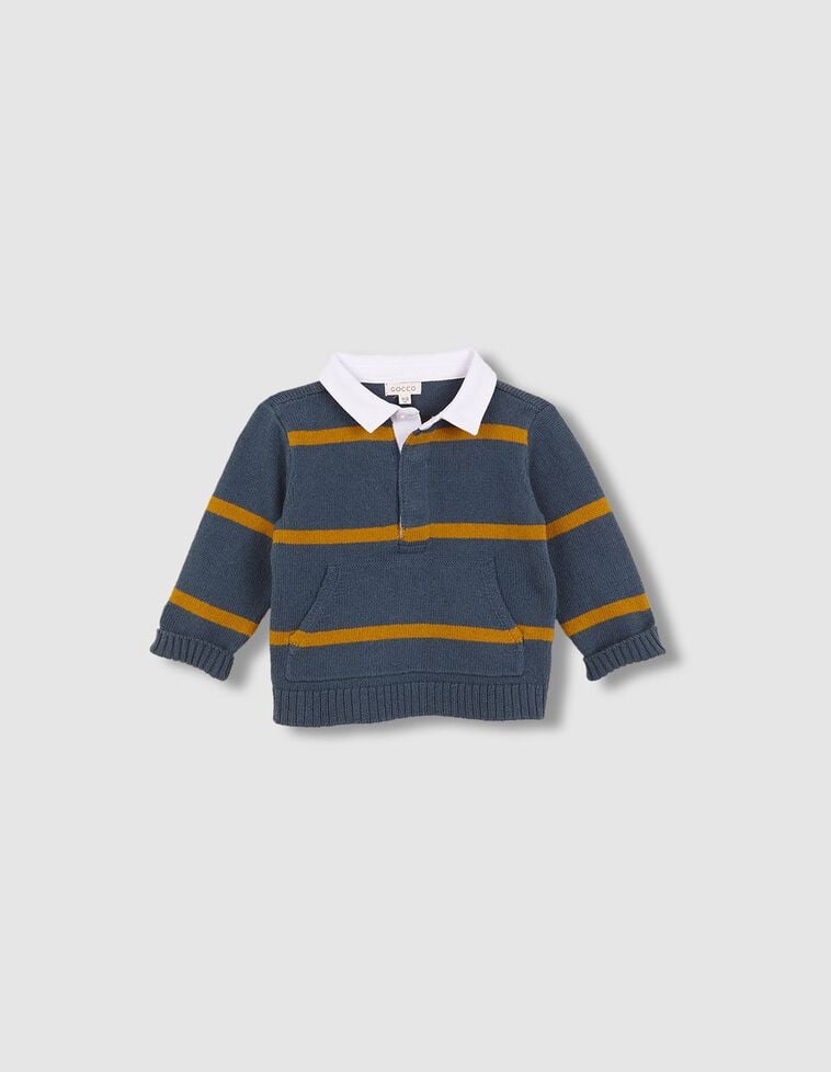 Pull polo à rayures avec laine verte