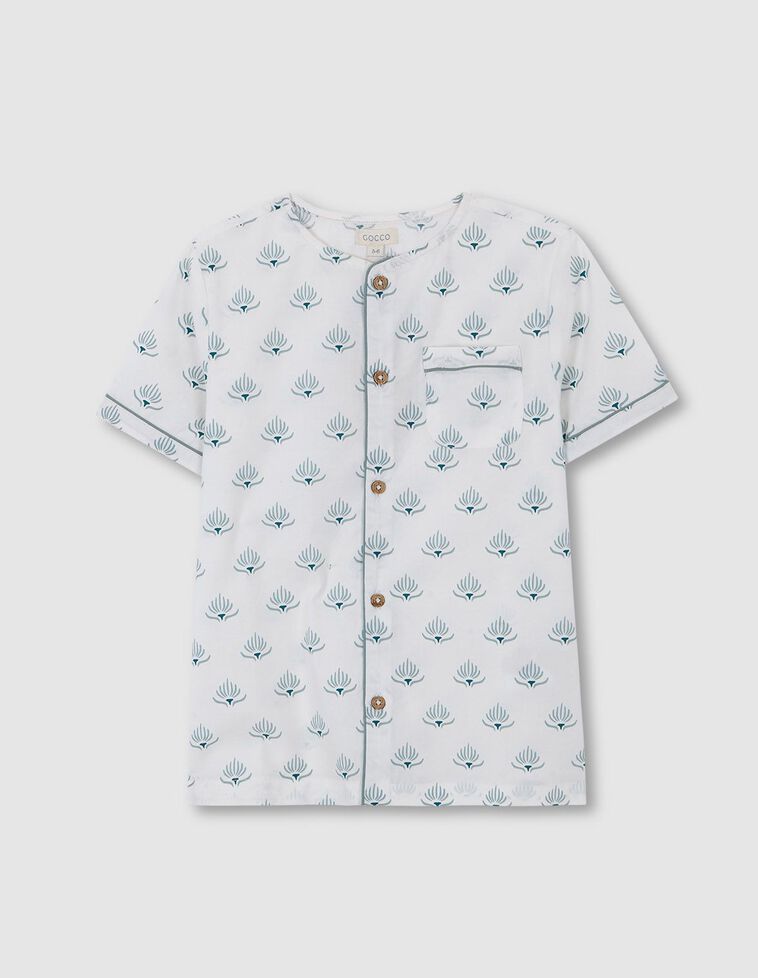Pijama curto com estampado de índio  branca