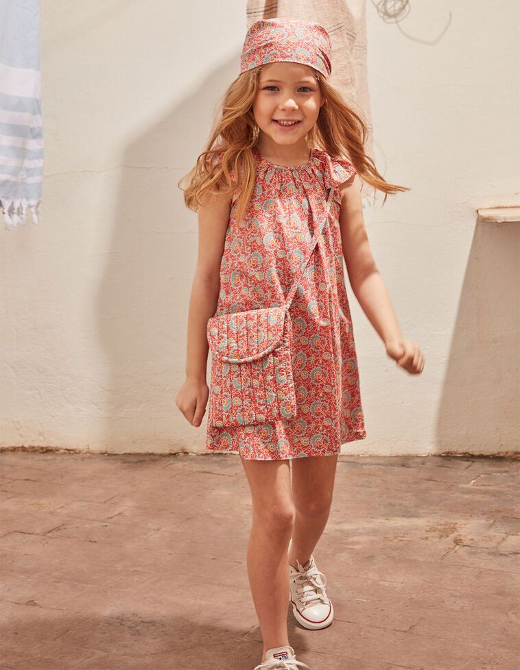 Vestido com estampado de índio  coral
