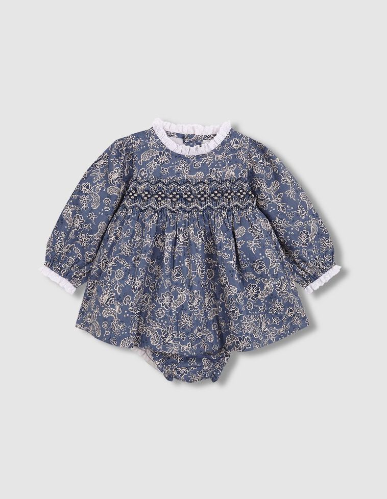 Abito a fiori con smock grigio