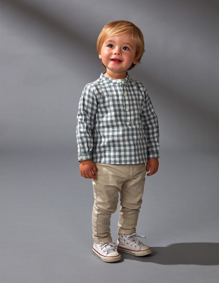 Camicia colletto mao viyella stampata verde