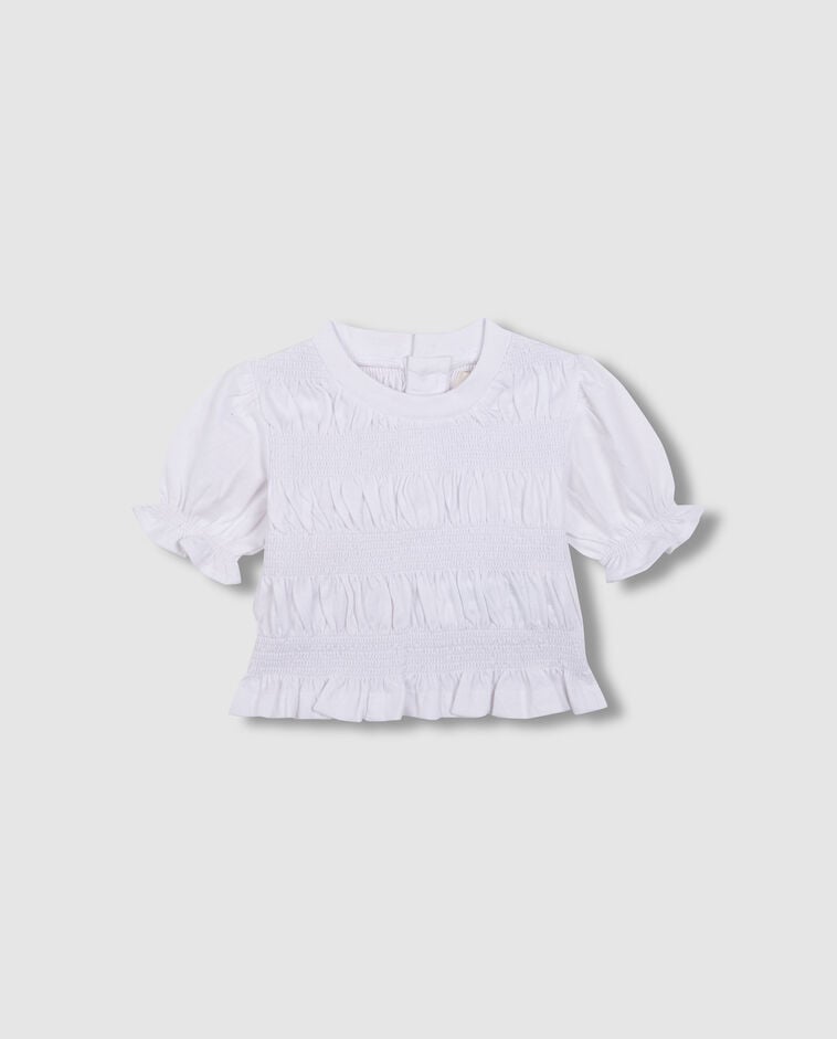 T-shirt smock&eacute; blanc