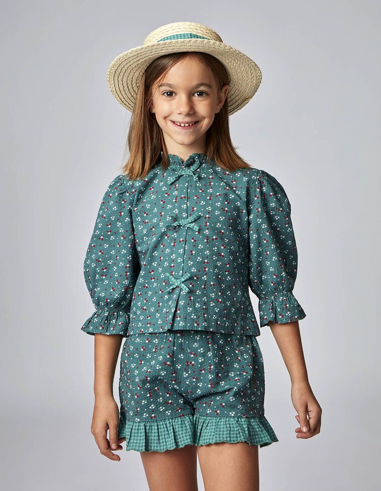 Blouse fleurie verte