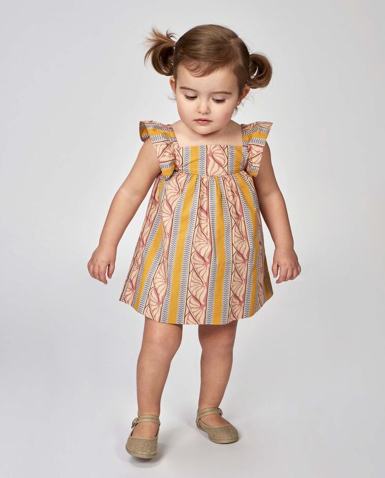 Vestido estampado &eacute;tnico rosa