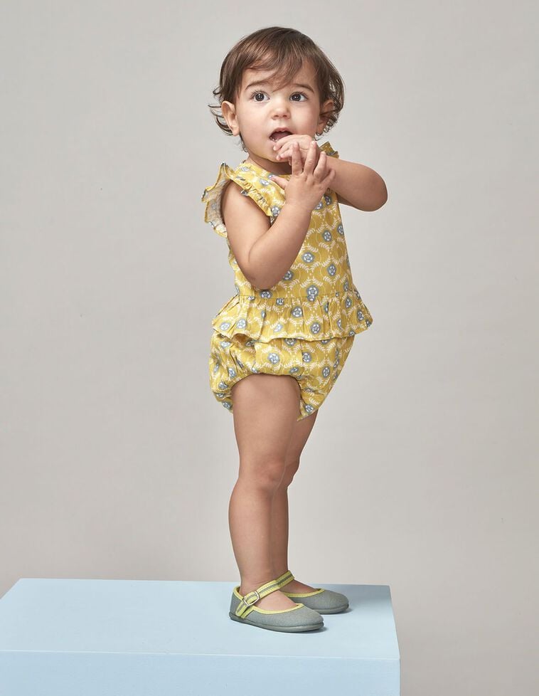 Babygrow sem pernas folho na cintura verde
