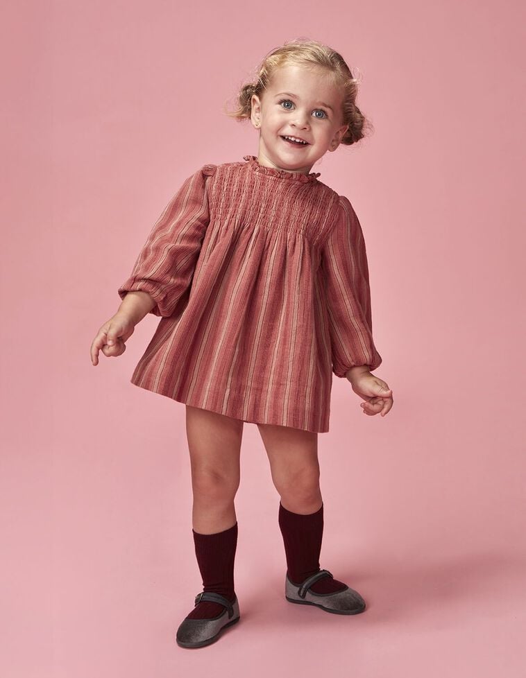 Vestito a righe con elastico rosso