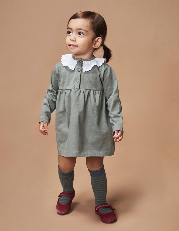 Robe polo unie en piqué vert foncé