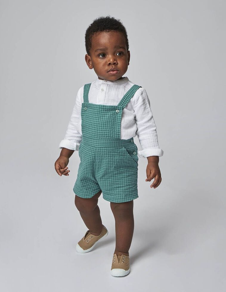 Salopette courte vichy vert