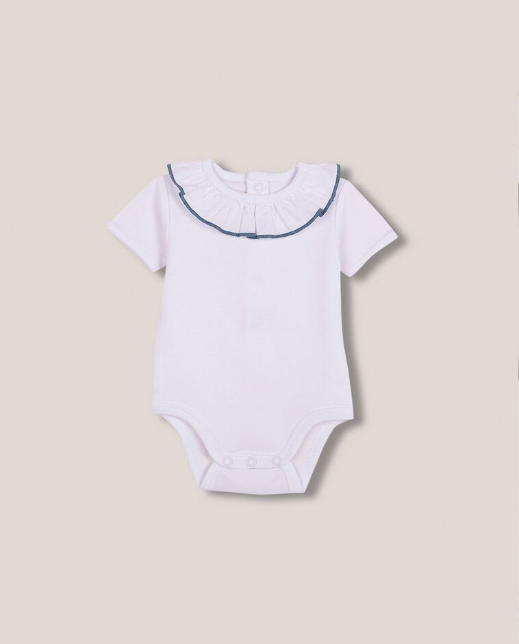 Body con collo in popeline e filo a contrasto bianco