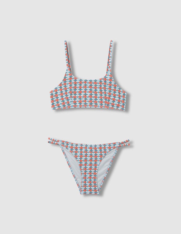 Bikini con stampa retrò color verdognolo