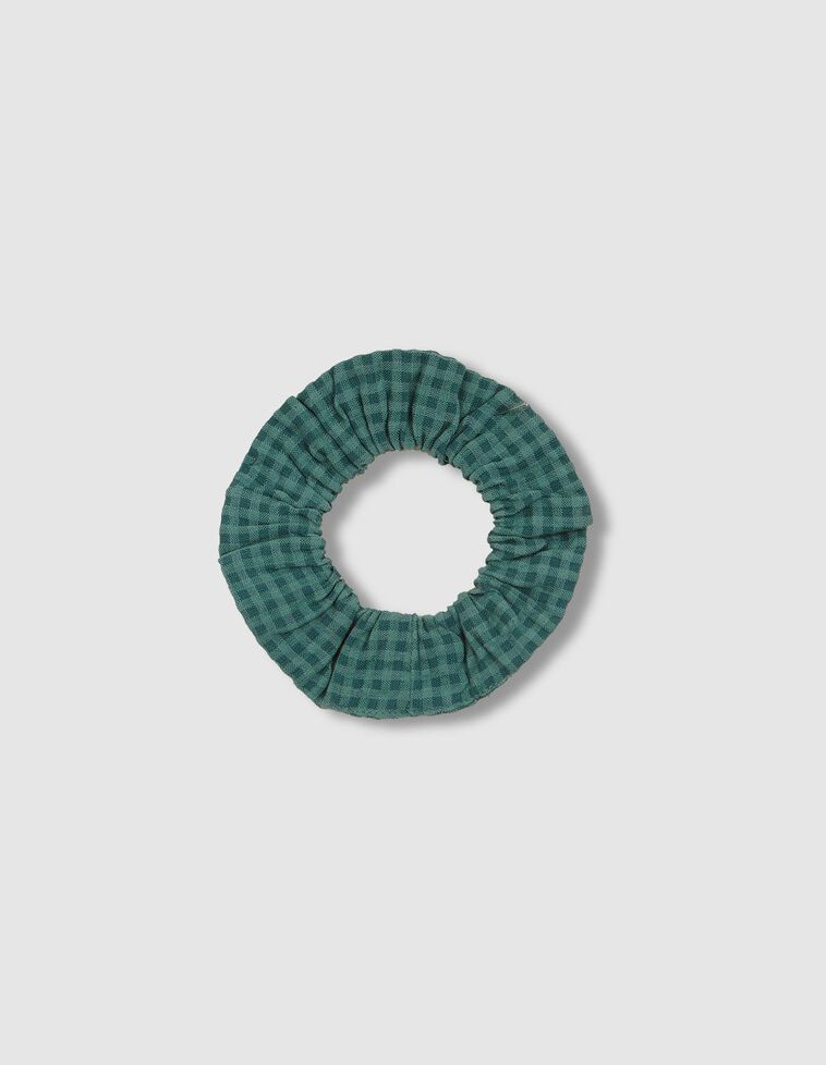 Elastico per capelli a quadretti verde