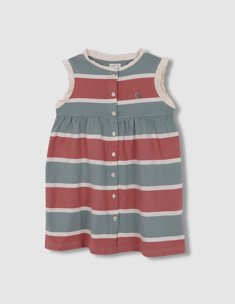 Vestido Pólo de riscas tricolor verde
